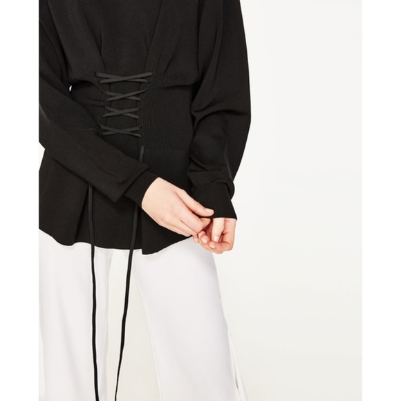ZARA Heavy Bandage Knit Corset Sweater Top - Picture 2 of 3